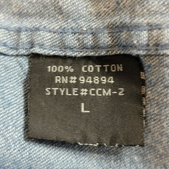 Real Ranch Workwear Shirt,Men L, Denim Blue Medium Wash Casual Button Down, EUC - Picture 7 of 12